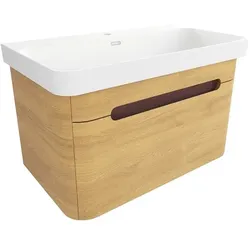 SAT Fusion Waschtisch mit Unterschrank 77,5x43x45 cm Honigeiche matt SATFUSION80DMMW