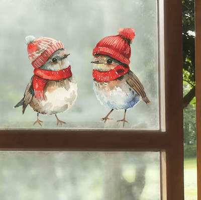 Uplift Curations Christmas Holiday Window Clings Festive Bird Decor Stickers For Home, Bathroom, Thanksgiving And New Year Christmas Holiday Window Clings Festive Bird Decor Stickers For Home, Bathroom, Thanksgiving And New Year