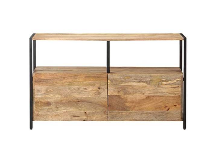 KTHLBRH Sideboard 110 x 35 x 65 cm Massivholz Mango 1 Regal, 1 Fach, Eisenrahmen, natürliches Finish, rustikaler Stil