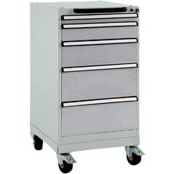 Manuflex TP1144.9006 Schubfachschrank BASETEC mobil, Nutzhöhe 700 mm mit 5 Schubfächern, in alusilber ähnlich RAL 9006