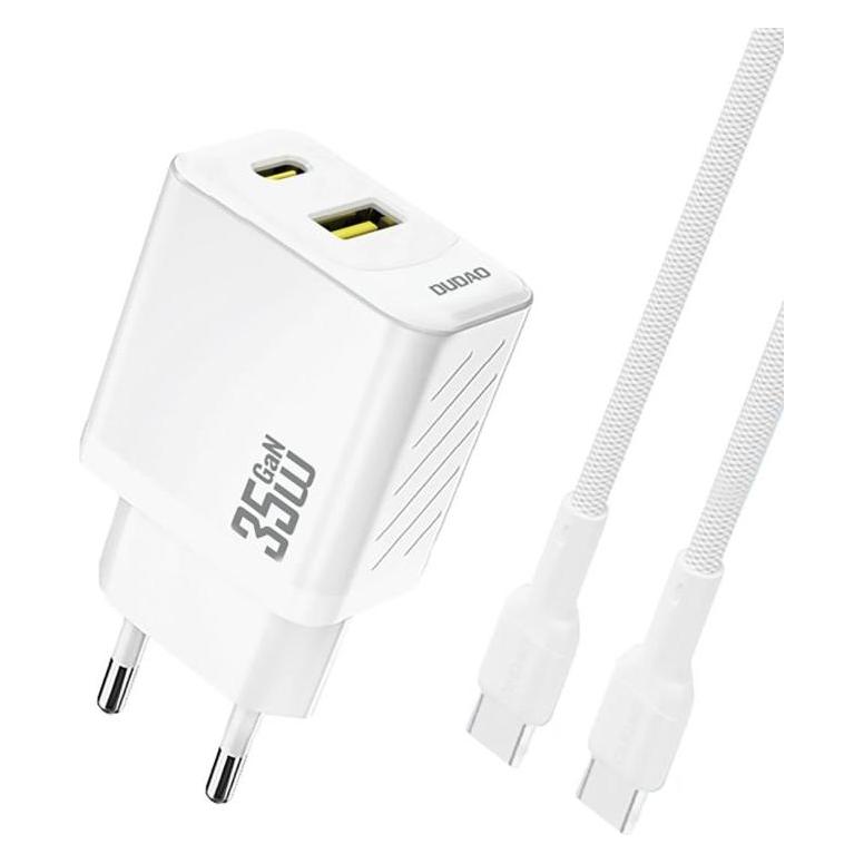 Dudao A27MaxCEU PD QC 35W USB-A/USB-C-Wandladegerät mit USB-C-Kabel - Weiss (35 W, 2 Ports) (204504)