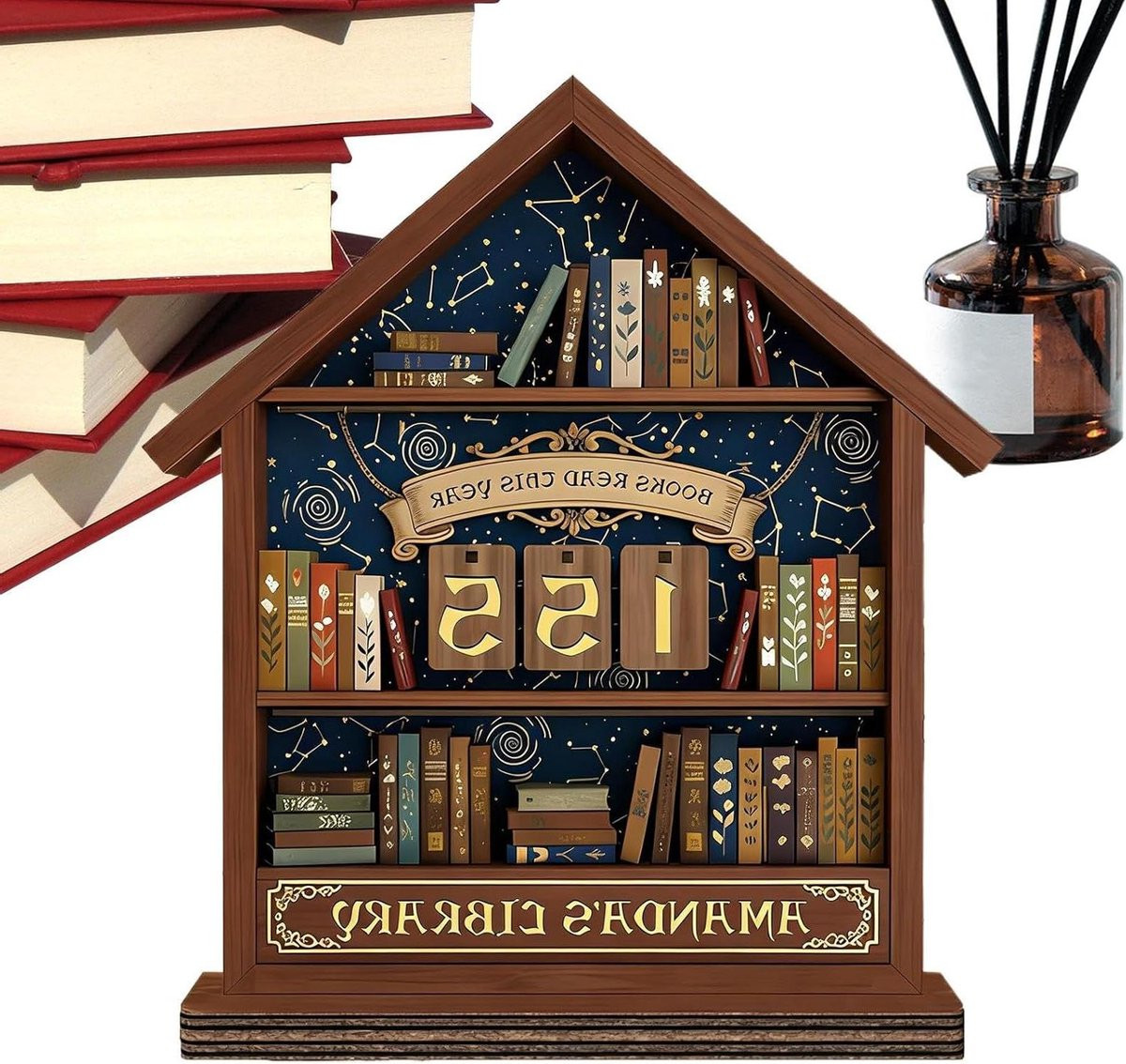 Houten Boekenteller Lees Display voor het bijhouden van leesdoelen - Meerkleurig - 27,5 x 18,3 cm