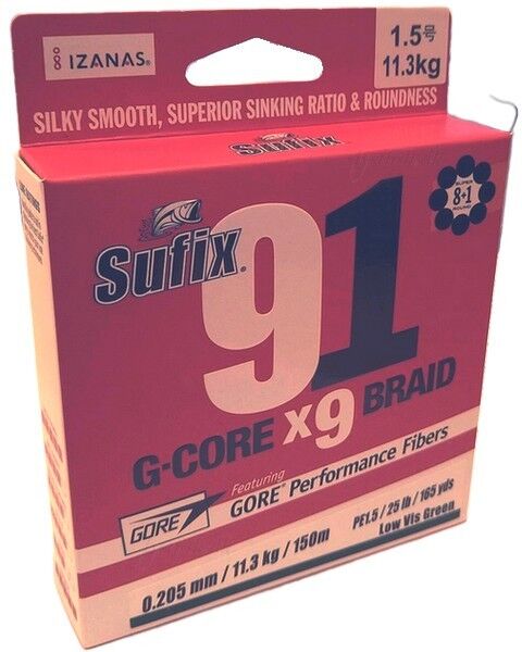 Sufix 91 Braid 150m Low Vis Green-0,104mm