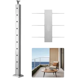 VEVOR Kabelgeländerpfosten, 91 x 2,5 x 5 cm, 1 Packung, Edelstahl-Kabel-Treppengeländerpfosten, vorgebohrte Pfosten mit Montagehalterung, Geländerpfosten, Silber, 1JZLGZXYS914I4BDB001V0