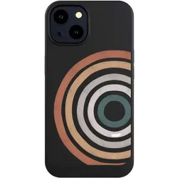 Nivocase Hülle für Apple iPhone 14 Handyhülle NIVOcore Case Schwarz Kreise Regenbogen Wasserfarbe (Apple iPhone 14), Smartphone Hülle, Schwarz, Mehrfarbig