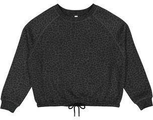 LAT 3528 Women's Boxy Fleece T-Shirt in Black Leopard size XL   60/40 cotton/polyester fleece