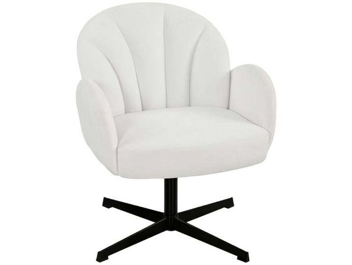 CollaHausse Fauteuil Salon Pivotant Velours Dossier Coquille Ressorts Crème