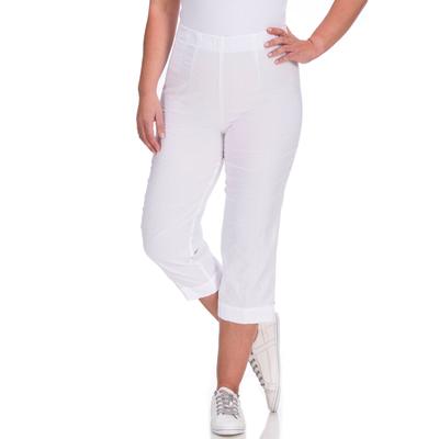 Caprihose KJBRAND "Susie Capri Wash & Go", Damen, Gr. 48, N-Gr, weiß, Web, Obermaterial: 47% Baumwolle, 45% Polyester, 6% Viskose, 2% Elasthan, gerade 3/4-Länge, Hosen Caprihose, Sommerhose bügelfrei