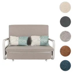 Schlafsofa HWC-M83, Schlafcouch Couch Sofa, Schlaffunktion Bettkasten Liegefläche, 130x185cm ~ Stoff/Textil hellgrau