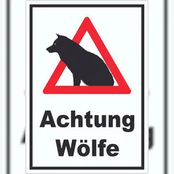 HB-Druck Achtung Wölfe Aufkleber A2 (420x594mm)
