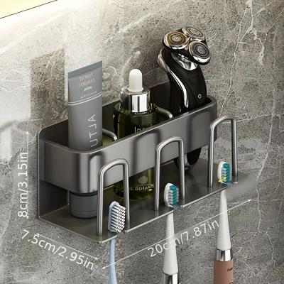 Uplift Treasures Wall Mounted Aluminum Toothbrush And Cup Holder grey 3