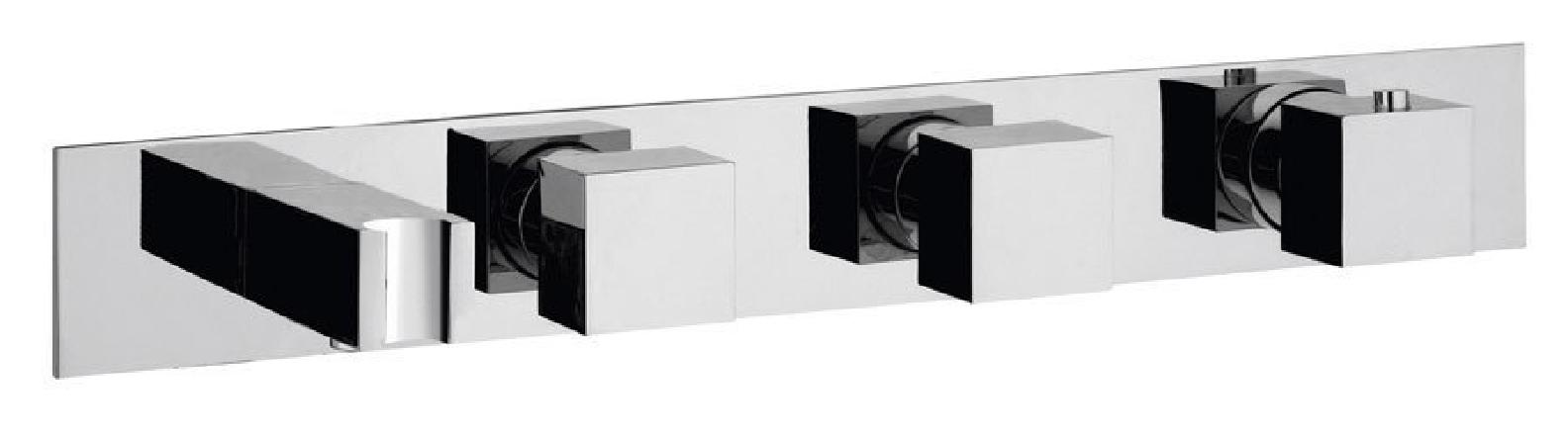 Unterputz-Armatur mit Brausehalter, 2 Wege, eckig, Chrom