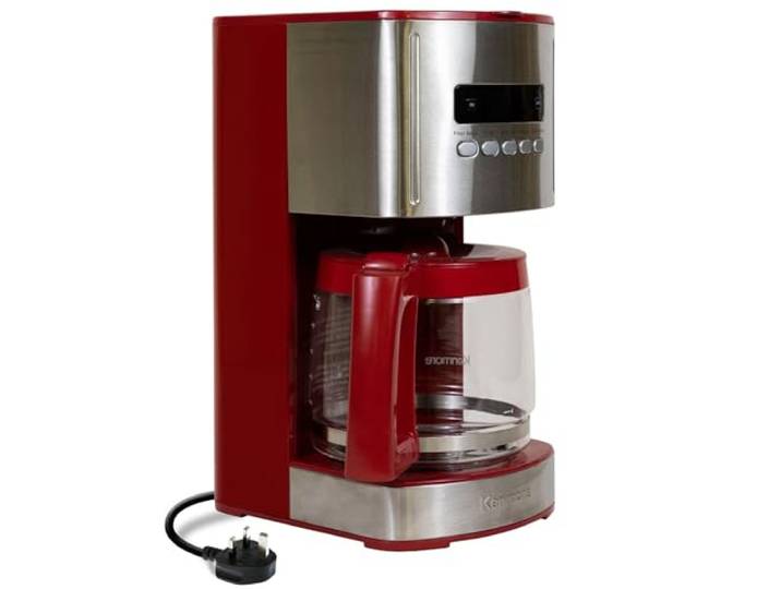 Kenmore 12-Tassen-Filterkaffeemaschine 1,8 l programmierbare Filterkaffeemaschinen mit Timer Schnellbrühtechnologie wiederverwendbarer Filter Glaskaraffe Digitalanzeige Aktivkohle-Wasserfilter, Rot