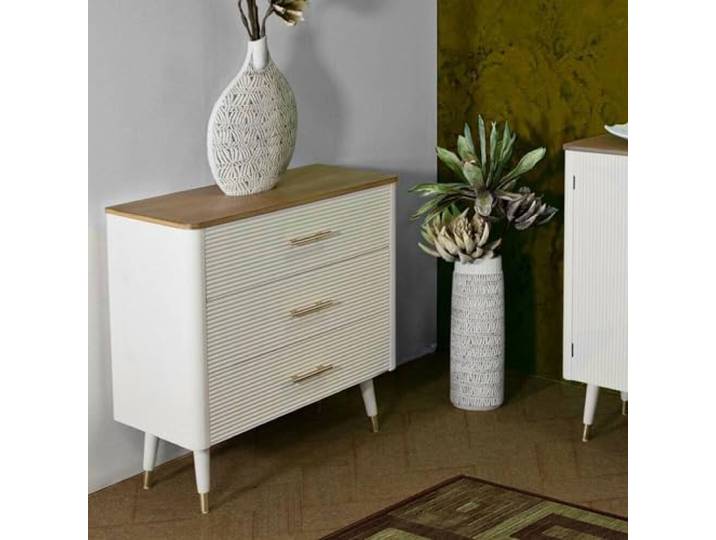 Dmora Kommode Boissano 78x37x80h cm Weiß 3 Schubladen