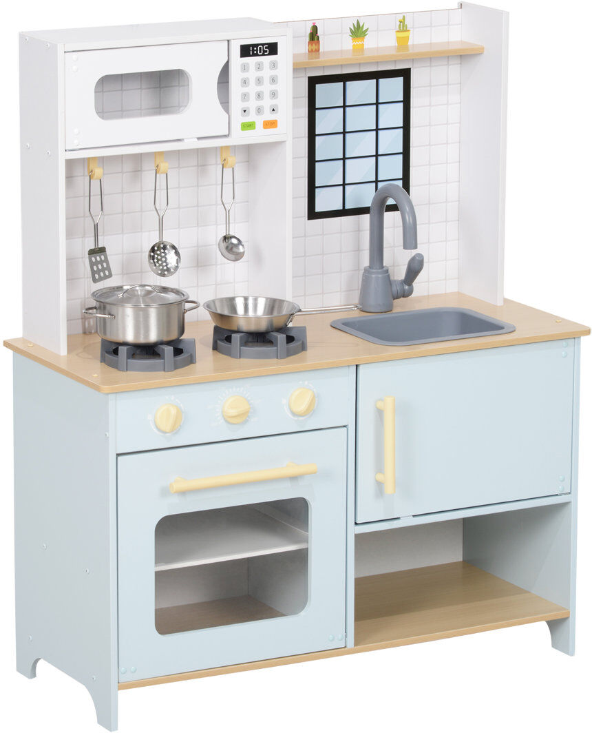 17 Stories AIYAPLAY Play Kitchen, Kids Kitchen Playset with Light & Sound Stove Blue 85.2cm H X 72cm W X 33cm D