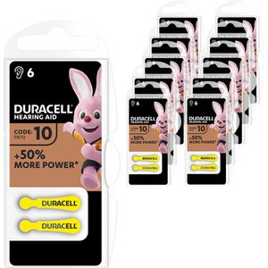 Duracell Hörgerätebatterie Easy Tab 10, 100 mAh, PR70, gelb, Zink-Luft, 60 Stück