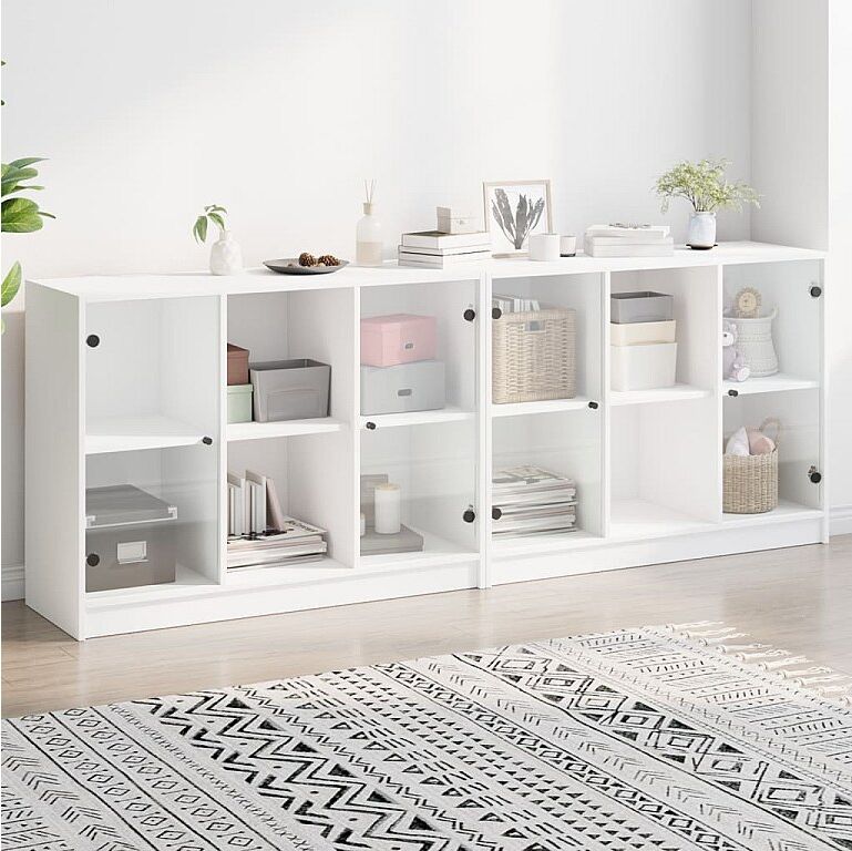 vidaxl Estantería con puertas madera de ingeniería negro 204x37x75 cm