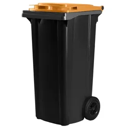 Hardwex schwarze Mülltonne 120 l mit orangenem Deckel
