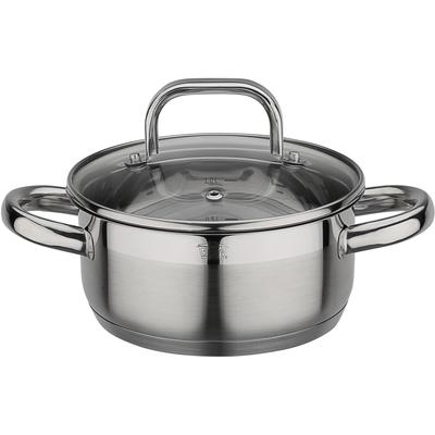 Bratentopf GSW "Fogo", silber (edelstahlfarben), H:7,5cm Ø:16cm, Töpfe, Bratentopf, Induktion