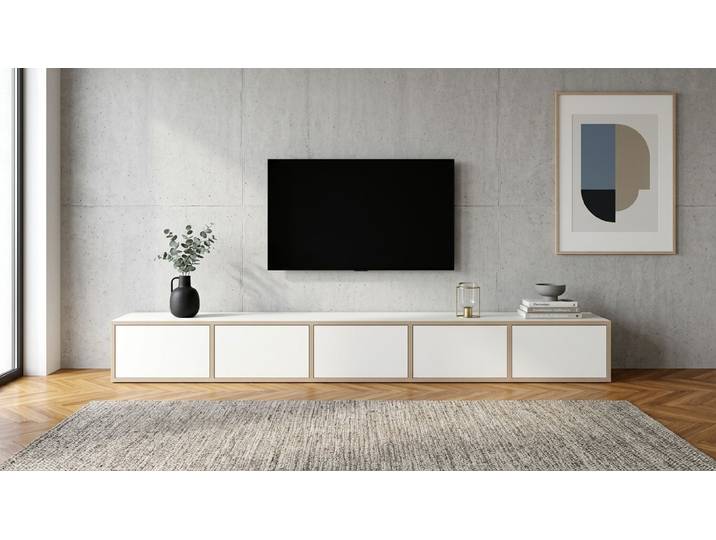 Schlichtes Lowboard nach Maß Premium Dekore Weiß Multiplex Kante