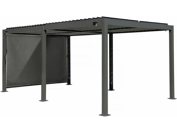 Pergola bioclimatique avec store en aluminium Kensington - 3 x 5 m - Gris