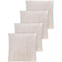 Aspero, Dekokissen, 4er Set Kissenbezüge aus Streifen-Flanell 45x45 cm Zarate (45 x 45 cm)