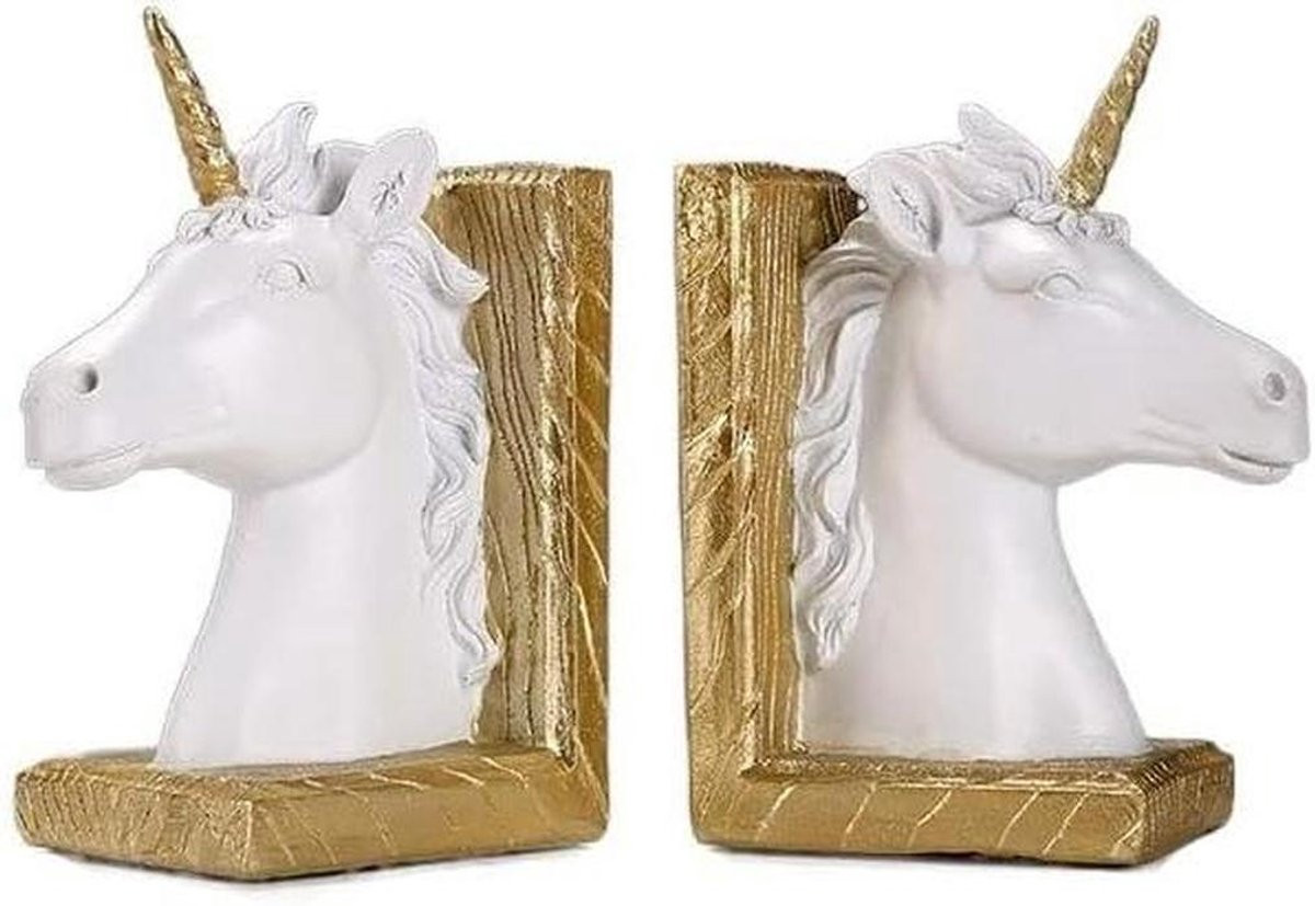 Set van 2 Paardenkop Boekensteunen - Decoratieve Ornamenten - Wit