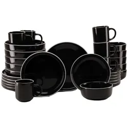 CreaTable Nordic Gourmet Schwarz Kombiservice 30-tlg Steinzeug