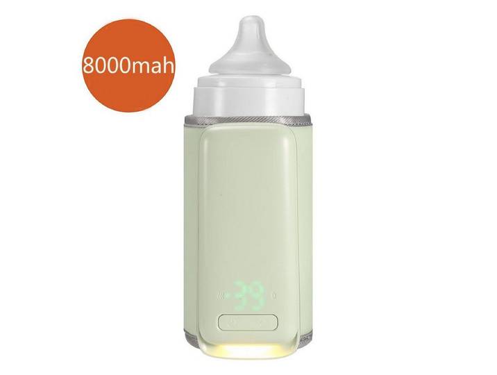 feinlux Babyflaschenwärmer Flaschenwärmer Babykostwärmer mit temperaturanzeige Tragbarer, Babyflaschenwärmer Unterwegs für Muttermilch oder Milchnahrung Grün