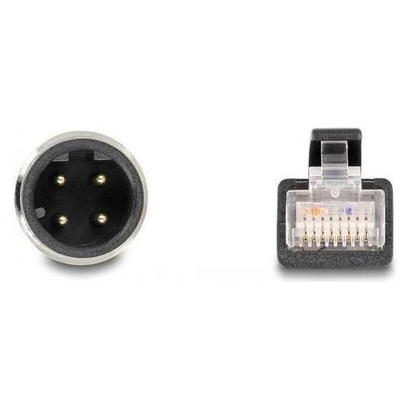 Delock M12 Adapterkabel D-kodiert 4 Pin Stecker zu RJ45 Stecker 50 cm (S/FTP, CAT5e, 0.50 m) (60073)