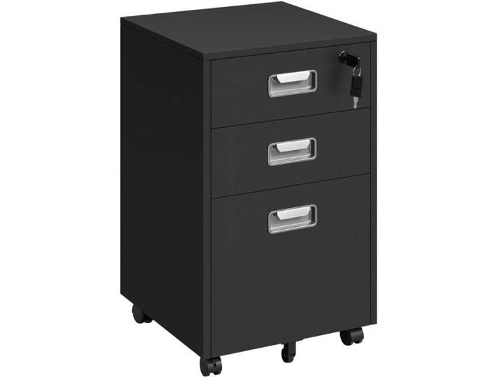 Yaheetech Caisson de Bureau Mobile Caisson de Rangement avec 3 Tiroirs Armoire de Bureau Dossiers Suspendus 40 × 40 × 66 5 cm Noir