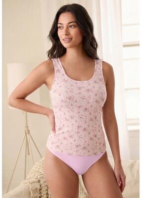 Plus Size Women's Pointelle Knit Cami 2-Pack by Comfort Choice in Floral Pack (Size 3X)