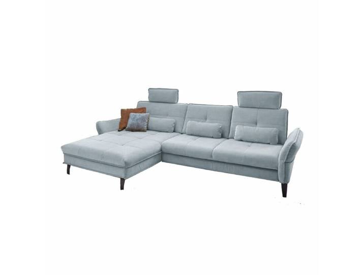 Couchliebe Key West Ecksofa - Samt Salsa sky - Komfort-Funktion - links manuelle Armteilverstellung, automatische Relaxfunktion, manuelle Sitztiefenverstellung, Schlaffunktion Modern