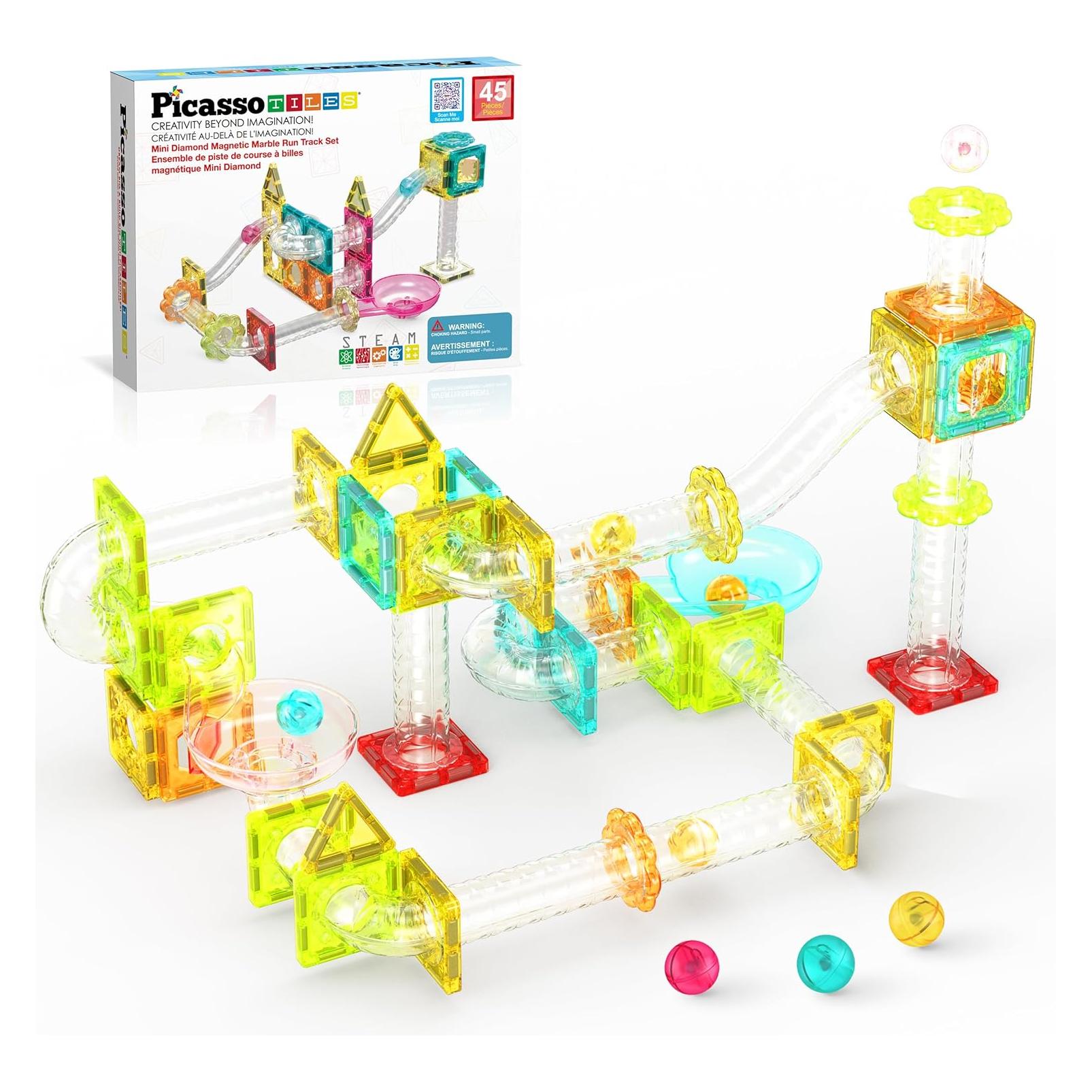 PicassoTiles Magnetic Construction Set PICASSO TILES Marble Run, 45 pieces, PTMG45 (69397096)