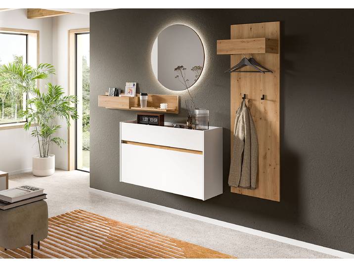 Spiegel Drive - rund 70 x 70 x 6cm Braun Spanplatte, beschichtet 70 x 70 x 6cm mit LED-Streifen