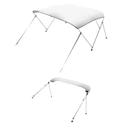 VEVOR Bimini Top Bootsabdeckung Sonnenverdeck (3 Bögen) aus 600D Polyester mit Rahmen aus Aluminiumlegierung, wasserdichte Sonnenschutz-Bootsmarkise mit Aufbewahrungstasche, 185-198 cm (B) Hellgrau