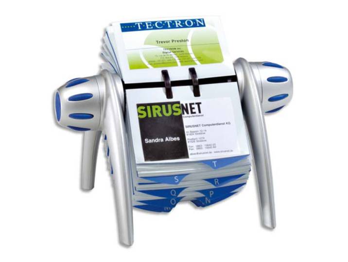 Durable VISIFIX VEGA - fichier de carte rotative pour 400 cartes de visite - Couleur Argent/Bleu