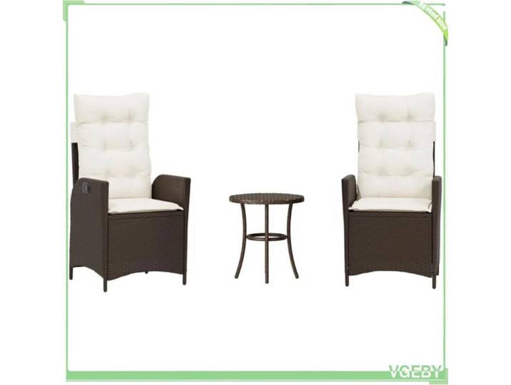 Ensemble de bistro 3 pièces - FAFEICY - Fauteuil inclinable - Résine tressée - Coussins amovibles - Cadre acier