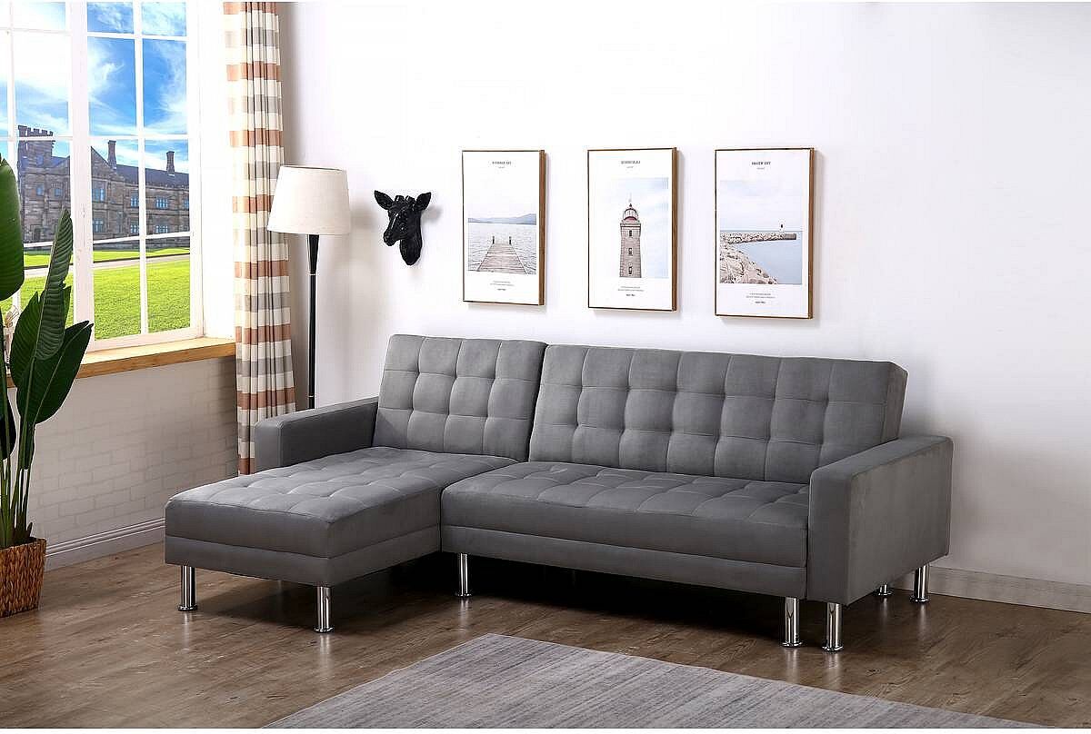 Habitat et jardin Sofá esquinero convertible y reversible "Theo" - 4 plazas - Gris