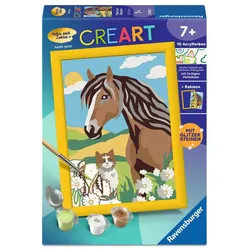 Ravensburger CreArt, Malen nach Zahlen Kinder - Pferd und Kätzchen