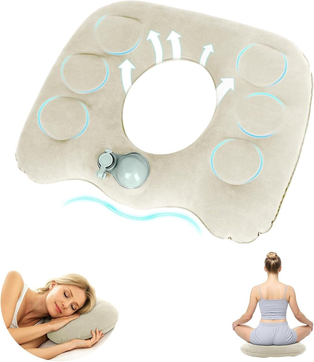 Opblaasbaar Zitkussen Donut Ring Beige - 44 x 38 cm
