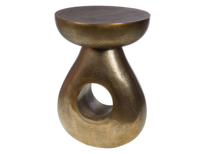 Bout de canapé totem en aluminium h59 cm jaune