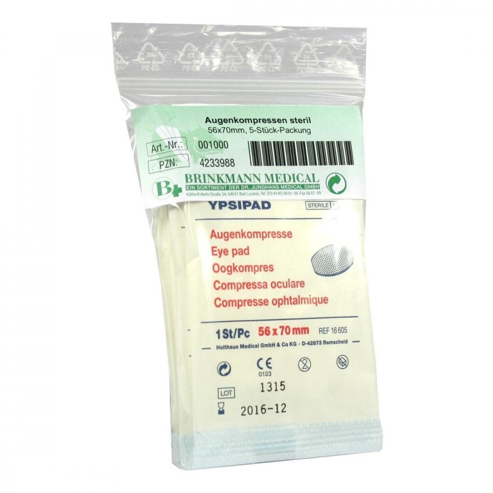 Brinkmann Medical ein Unternehmen der Dr. Junghans Augenkompressen steril 56x70mm 04233988