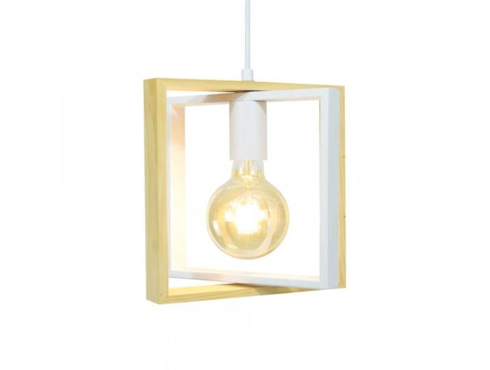 Suspension en métal blanc et bois naturel