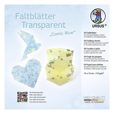 URSUS Faltblätter Faltblätter Transparent Comic Blue, 15 x 15 cm, 50 Blatt
