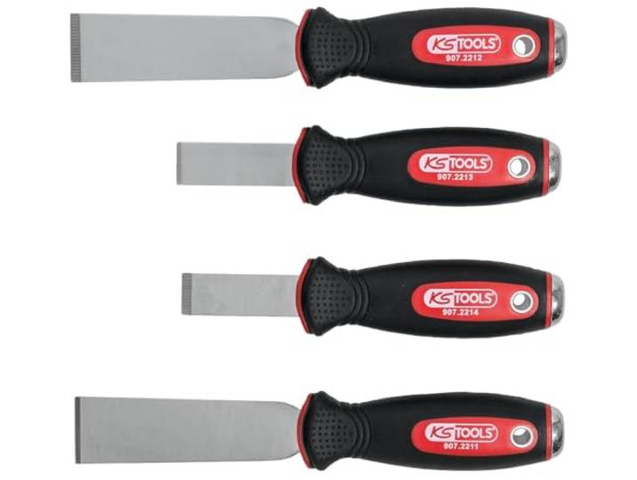 KS Tools 907.2210 Jeu de 4 grattoirs à lame inox Jeu de 4 grattoirs à lame inox