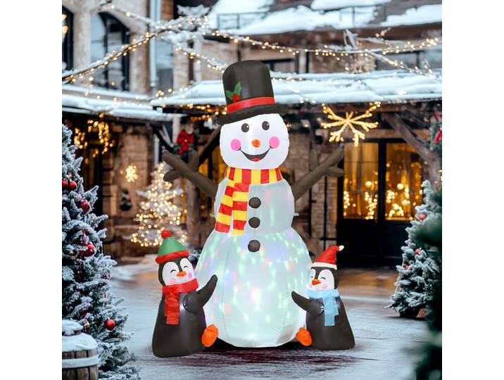 Outsunny Bonhomme de Neige Gonflable 180cm LED Extérieur Noël