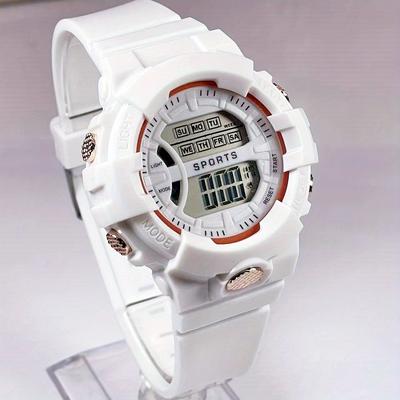 ModernMart Kids Digital Sports Watch Waterproof LED Luminous Student Electronic Watch white