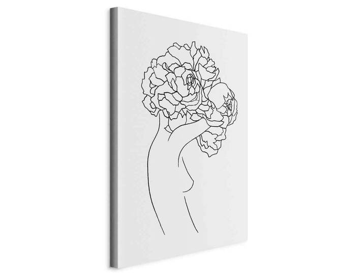 artgeist Leinwandbild, Schwarz, Weiß, Abstraktes, Blumen, Frauen, rechteckig, 40x60x1.2 cm, Keilrahmen, Bilder & Rahmen, Bilder, Leinwandbilder