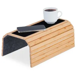 Relaxdays Sofatablett Bambus natur Grau,Hellbraun,Schwarz